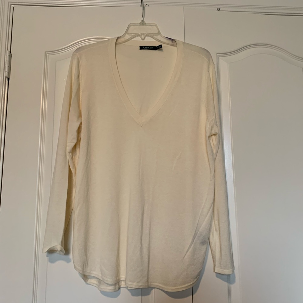 2X Lauren sheer v-neck pullover sweater
